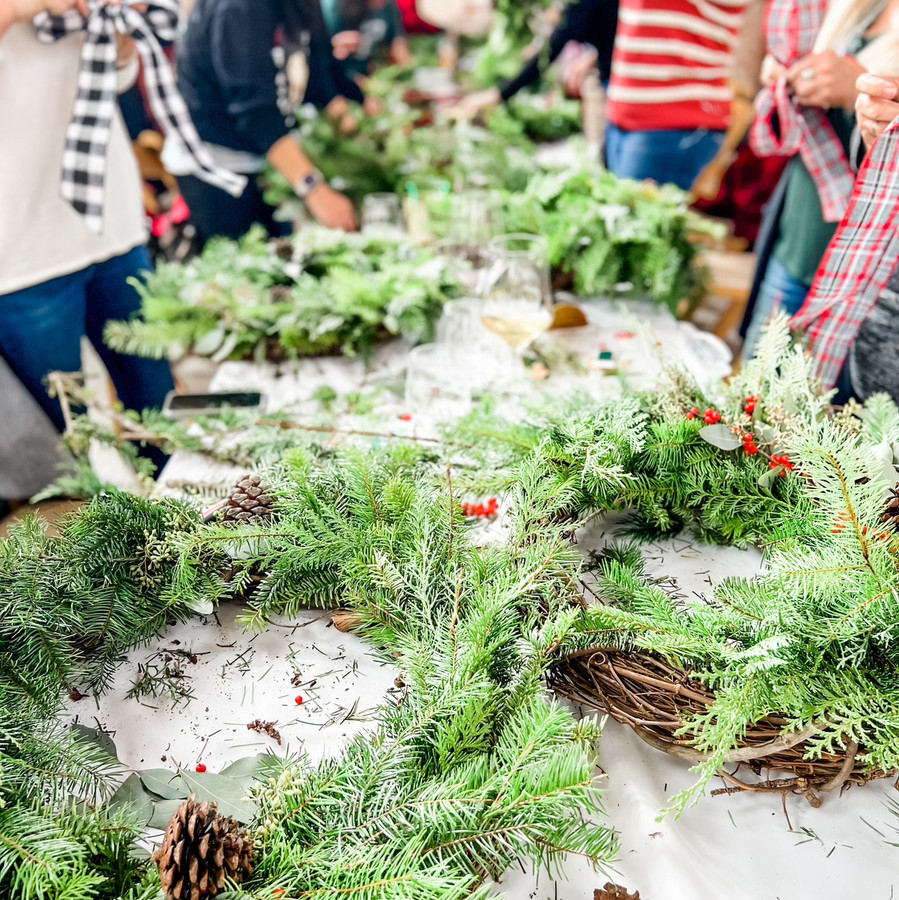 Christmas Wreaths on a table